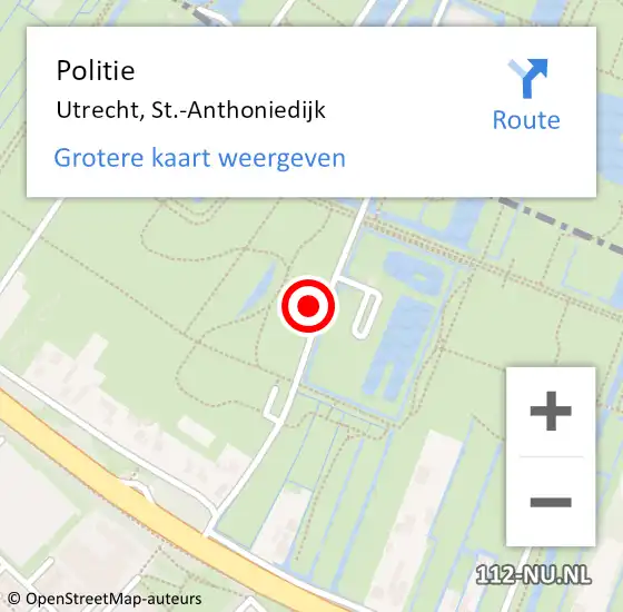 Locatie op kaart van de 112 melding: Politie Utrecht, St.-Anthoniedijk op 18 september 2022 22:36