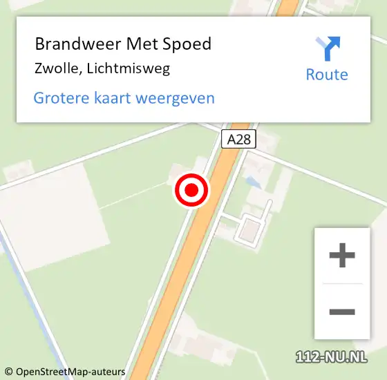 Locatie op kaart van de 112 melding: Brandweer Met Spoed Naar Zwolle, Lichtmisweg op 18 september 2022 23:18