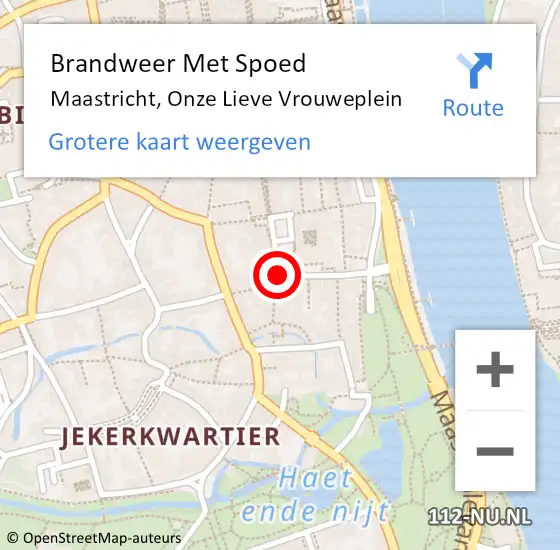 Locatie op kaart van de 112 melding: Brandweer Met Spoed Naar Maastricht, Onze Lieve Vrouweplein op 18 september 2022 23:32