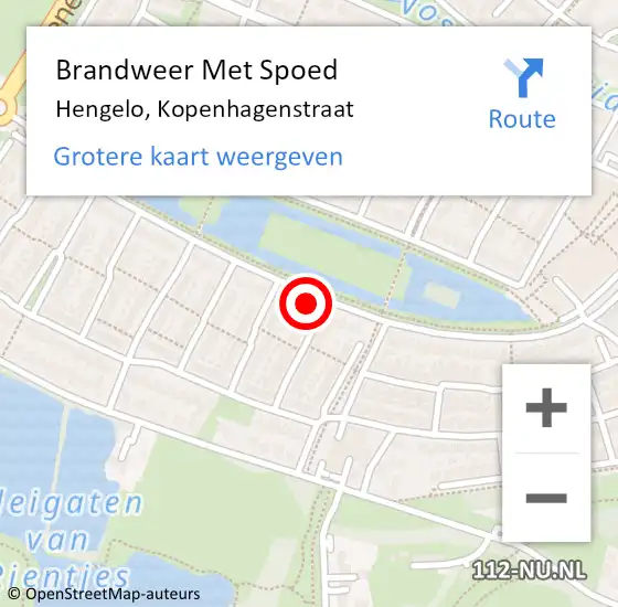 Locatie op kaart van de 112 melding: Brandweer Met Spoed Naar Hengelo, Kopenhagenstraat op 19 september 2022 00:57