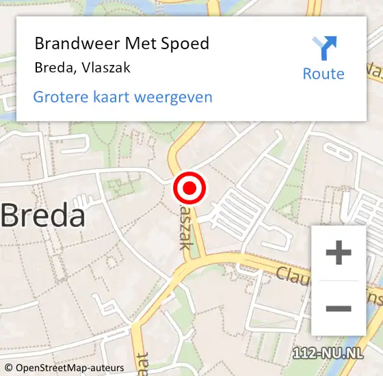Locatie op kaart van de 112 melding: Brandweer Met Spoed Naar Breda, Vlaszak op 19 september 2022 01:46