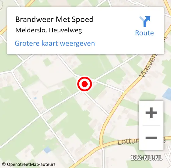 Locatie op kaart van de 112 melding: Brandweer Met Spoed Naar Melderslo, Heuvelweg op 19 september 2022 01:58
