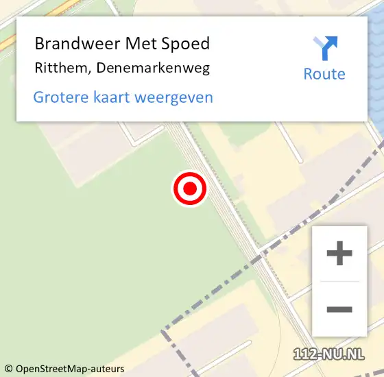 Locatie op kaart van de 112 melding: Brandweer Met Spoed Naar Ritthem, Denemarkenweg op 19 september 2022 02:52