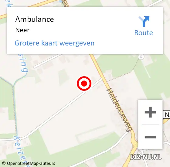 Locatie op kaart van de 112 melding: Ambulance Neer op 19 september 2022 03:15