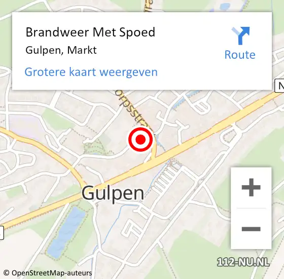 Locatie op kaart van de 112 melding: Brandweer Met Spoed Naar Gulpen, Markt op 19 september 2022 03:28