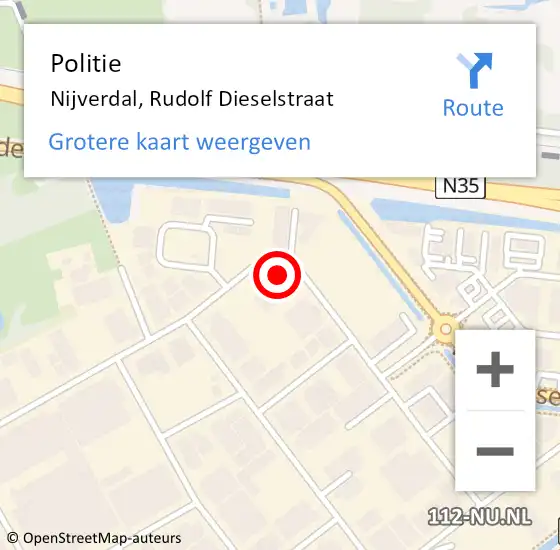 Locatie op kaart van de 112 melding: Politie Nijverdal, Rudolf Dieselstraat op 19 september 2022 07:04