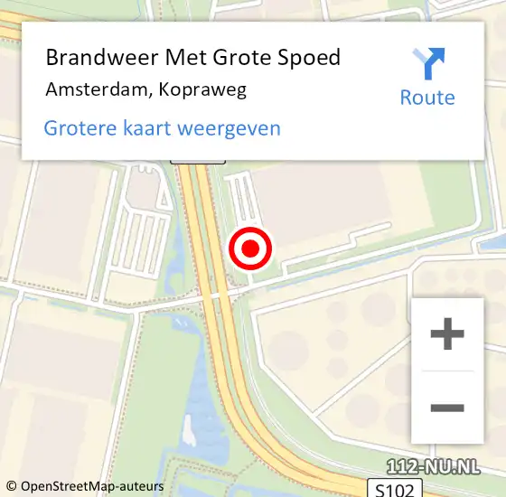 Locatie op kaart van de 112 melding: Brandweer Met Grote Spoed Naar Amsterdam, Kopraweg op 19 september 2022 07:52