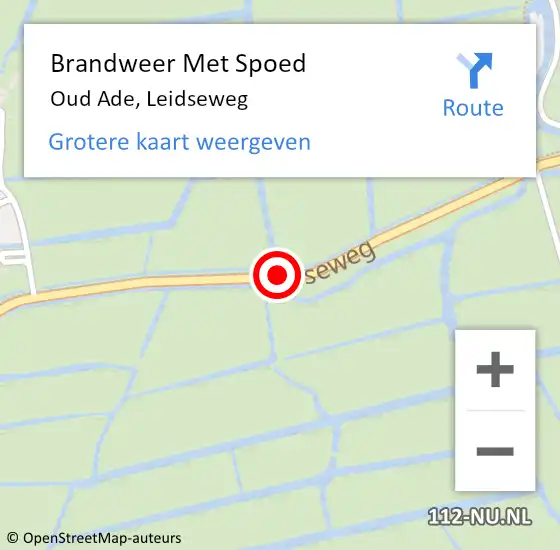 Locatie op kaart van de 112 melding: Brandweer Met Spoed Naar Oud Ade, Leidseweg op 29 juli 2014 17:50