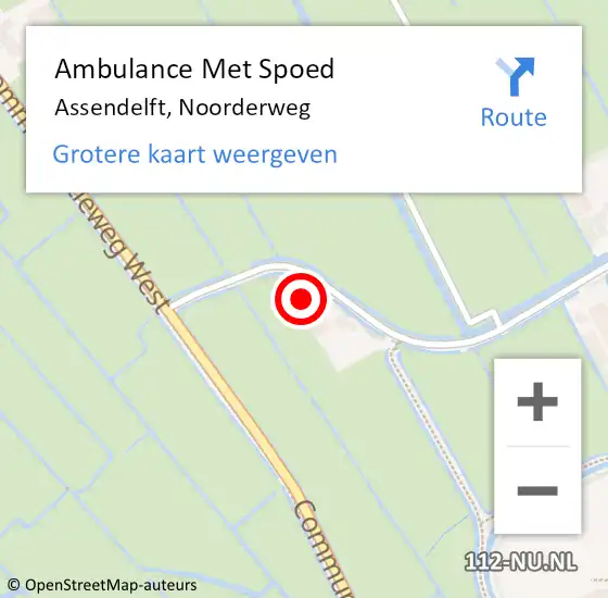 Locatie op kaart van de 112 melding: Ambulance Met Spoed Naar Assendelft, Noorderweg op 19 september 2022 08:01