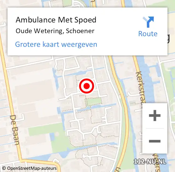 Locatie op kaart van de 112 melding: Ambulance Met Spoed Naar Oude Wetering, Schoener op 19 september 2022 08:11