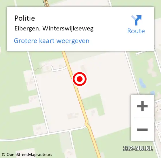 Locatie op kaart van de 112 melding: Politie Eibergen, Winterswijkseweg op 19 september 2022 08:16