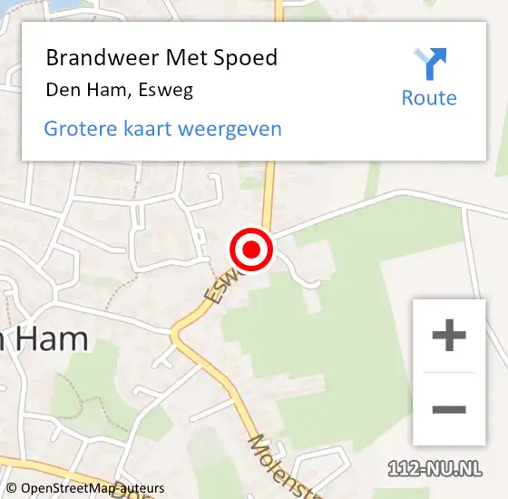 Locatie op kaart van de 112 melding: Brandweer Met Spoed Naar Den Ham, Esweg op 19 september 2022 08:18
