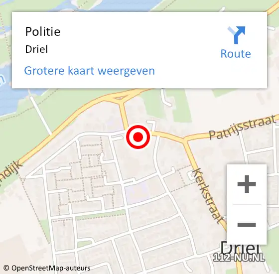 Locatie op kaart van de 112 melding: Politie Driel op 19 september 2022 08:20