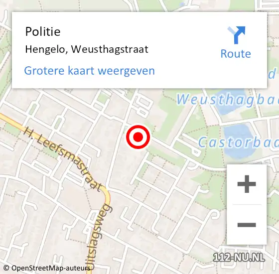 Locatie op kaart van de 112 melding: Politie Hengelo, Weusthagstraat op 19 september 2022 08:30