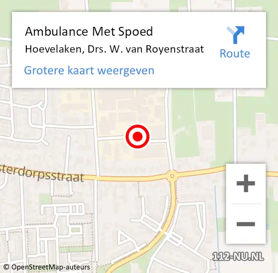 Locatie op kaart van de 112 melding: Ambulance Met Spoed Naar Hoevelaken, Drs. W. van Royenstraat op 19 september 2022 08:37