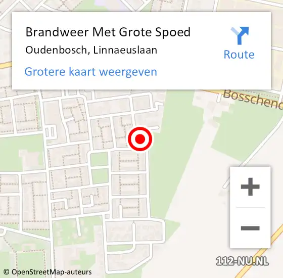 Locatie op kaart van de 112 melding: Brandweer Met Grote Spoed Naar Oudenbosch, Linnaeuslaan op 19 september 2022 08:41