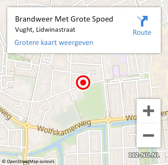 Locatie op kaart van de 112 melding: Brandweer Met Grote Spoed Naar Vught, Lidwinastraat op 19 september 2022 08:54