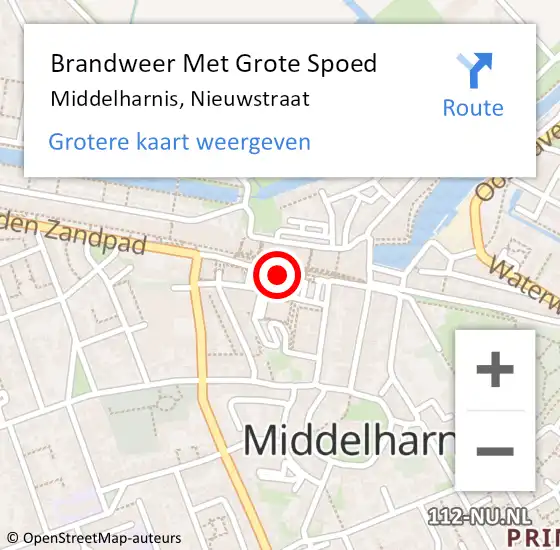 Locatie op kaart van de 112 melding: Brandweer Met Grote Spoed Naar Middelharnis, Nieuwstraat op 19 september 2022 08:55