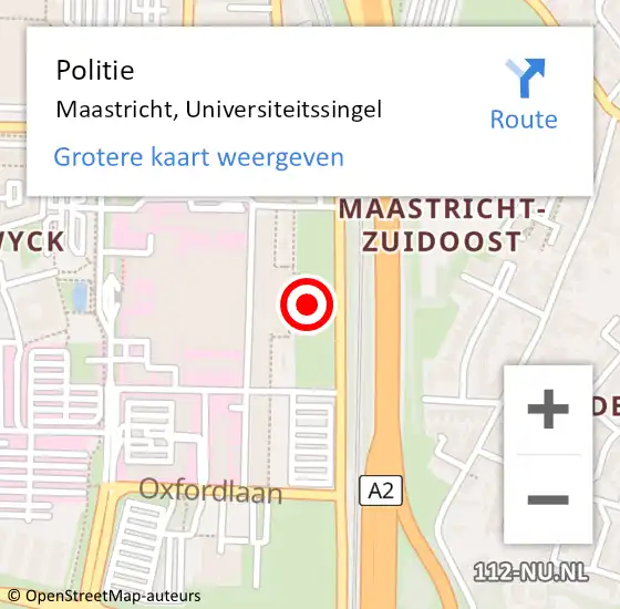 Locatie op kaart van de 112 melding: Politie Maastricht, Universiteitssingel op 19 september 2022 09:01