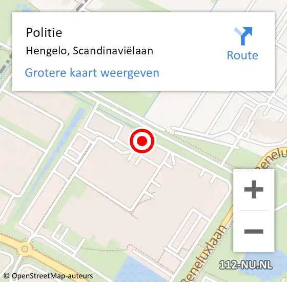 Locatie op kaart van de 112 melding: Politie Hengelo, Scandinaviëlaan op 19 september 2022 09:46