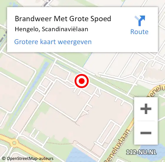 Locatie op kaart van de 112 melding: Brandweer Met Grote Spoed Naar Hengelo, Scandinaviëlaan op 19 september 2022 09:46