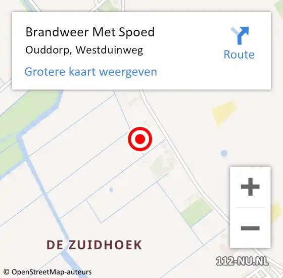 Locatie op kaart van de 112 melding: Brandweer Met Spoed Naar Ouddorp, Westduinweg op 19 september 2022 10:19