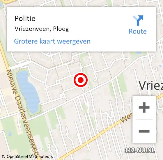 Locatie op kaart van de 112 melding: Politie Vriezenveen, Ploeg op 19 september 2022 10:28