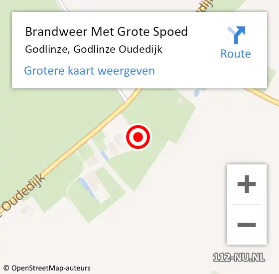 Locatie op kaart van de 112 melding: Brandweer Met Grote Spoed Naar Godlinze, Godlinze Oudedijk op 19 september 2022 10:43