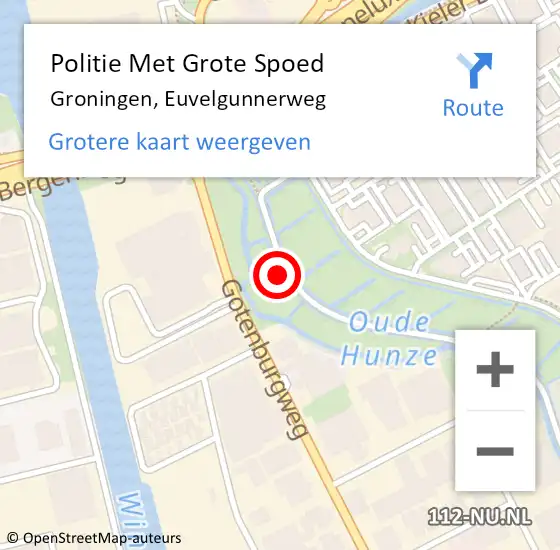 Locatie op kaart van de 112 melding: Politie Met Grote Spoed Naar Groningen, Euvelgunnerweg op 19 september 2022 10:52