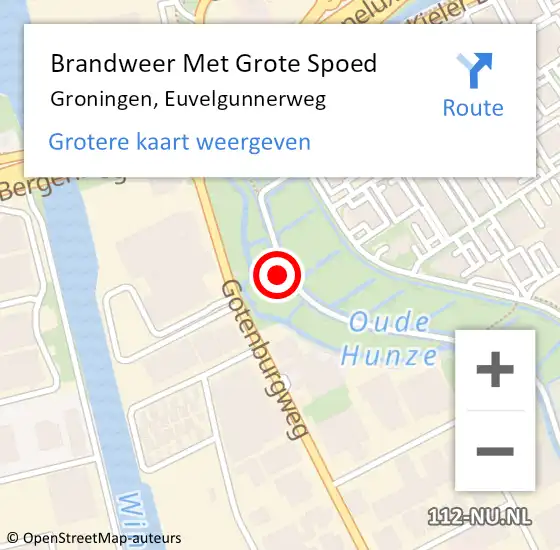 Locatie op kaart van de 112 melding: Brandweer Met Grote Spoed Naar Groningen, Euvelgunnerweg op 19 september 2022 10:53