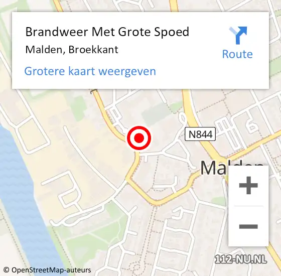 Locatie op kaart van de 112 melding: Brandweer Met Grote Spoed Naar Malden, Broekkant op 19 september 2022 10:59