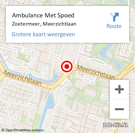 Locatie op kaart van de 112 melding: Ambulance Met Spoed Naar Zoetermeer, Meerzichtlaan op 19 september 2022 11:07