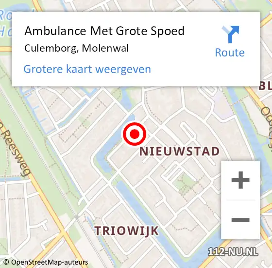 Locatie op kaart van de 112 melding: Ambulance Met Grote Spoed Naar Culemborg, Molenwal op 19 september 2022 11:12