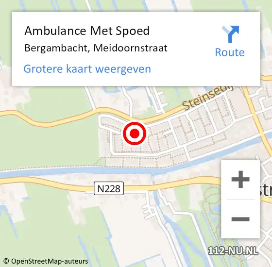 Locatie op kaart van de 112 melding: Ambulance Met Spoed Naar Bergambacht, Meidoornstraat op 19 september 2022 11:25
