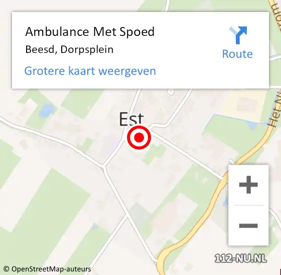 Locatie op kaart van de 112 melding: Ambulance Met Spoed Naar Beesd, Dorpsplein op 19 september 2022 11:29