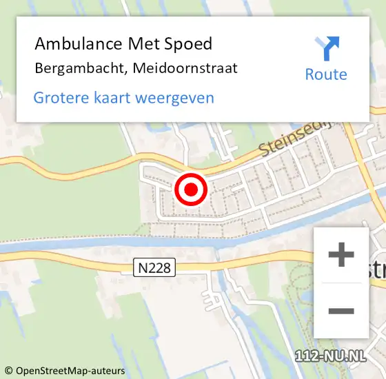 Locatie op kaart van de 112 melding: Ambulance Met Spoed Naar Bergambacht, Meidoornstraat op 19 september 2022 11:30