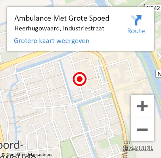 Locatie op kaart van de 112 melding: Ambulance Met Grote Spoed Naar Heerhugowaard, Industriestraat op 19 september 2022 11:47