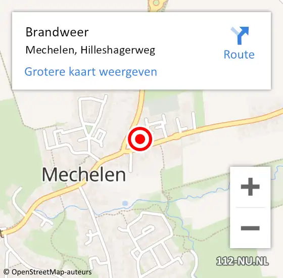 Locatie op kaart van de 112 melding: Brandweer Mechelen, Hilleshagerweg op 29 juli 2014 18:21