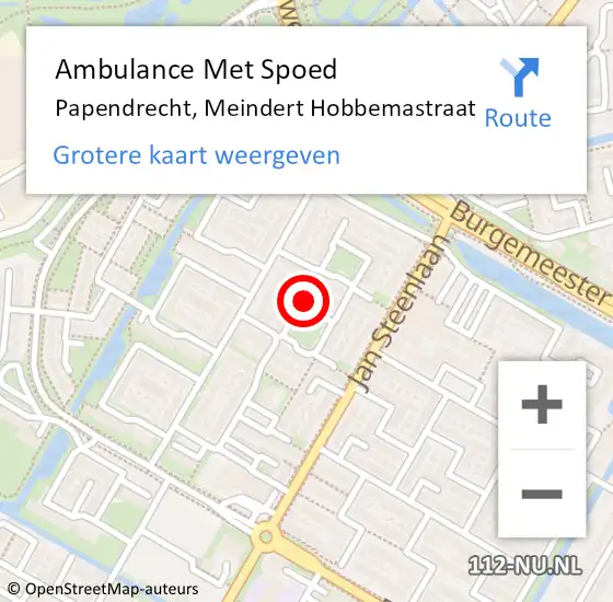 Locatie op kaart van de 112 melding: Ambulance Met Spoed Naar Papendrecht, Meindert Hobbemastraat op 19 september 2022 11:59