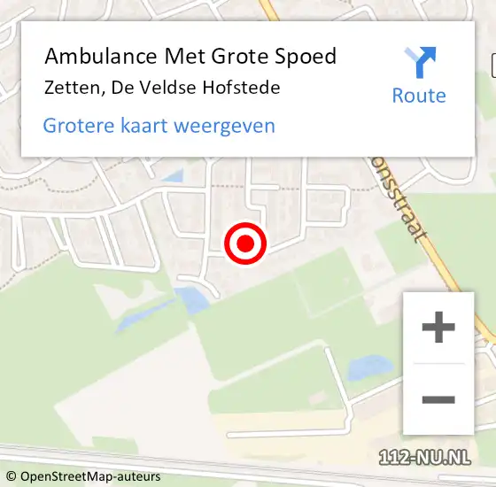 Locatie op kaart van de 112 melding: Ambulance Met Grote Spoed Naar Zetten, De Veldse Hofstede op 19 september 2022 13:02
