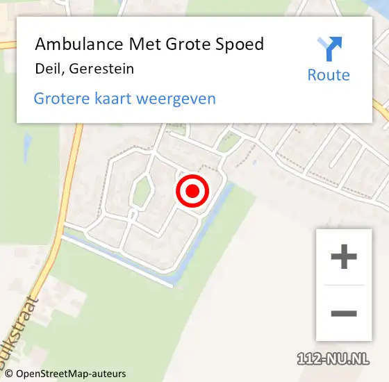 Locatie op kaart van de 112 melding: Ambulance Met Grote Spoed Naar Deil, Gerestein op 19 september 2022 13:02