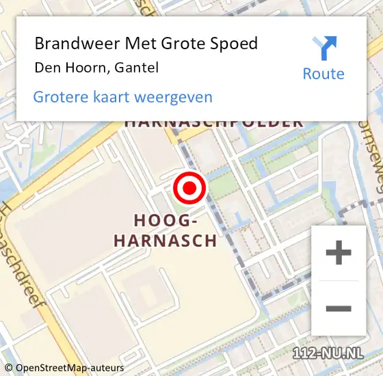 Locatie op kaart van de 112 melding: Brandweer Met Grote Spoed Naar Den Hoorn, Gantel op 19 september 2022 13:17