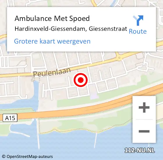 Locatie op kaart van de 112 melding: Ambulance Met Spoed Naar Hardinxveld-Giessendam, Giessenstraat op 19 september 2022 13:31