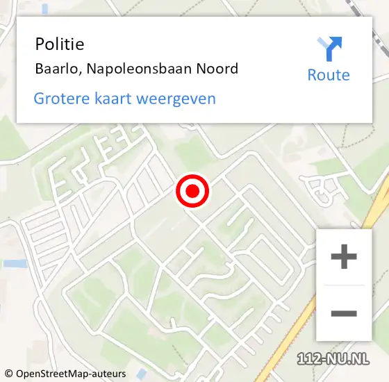 Locatie op kaart van de 112 melding: Politie Baarlo, Napoleonsbaan Noord op 19 september 2022 14:10