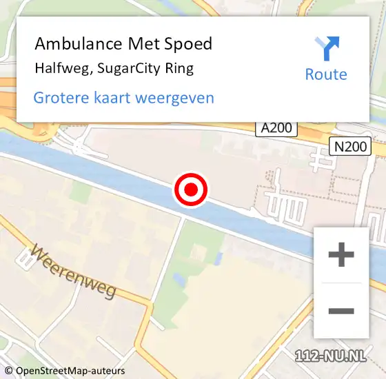 Locatie op kaart van de 112 melding: Ambulance Met Spoed Naar Halfweg, SugarCity Ring op 19 september 2022 14:16