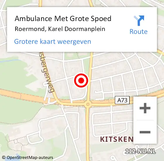 Locatie op kaart van de 112 melding: Ambulance Met Grote Spoed Naar Roermond, Karel Doormanplein op 19 september 2022 14:20