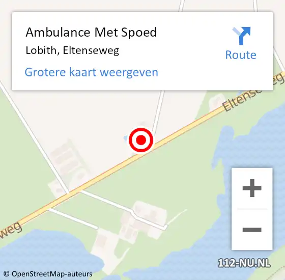 Locatie op kaart van de 112 melding: Ambulance Met Spoed Naar Lobith, Eltenseweg op 19 september 2022 14:27