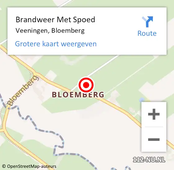 Locatie op kaart van de 112 melding: Brandweer Met Spoed Naar Veeningen, Bloemberg op 29 juli 2014 18:50