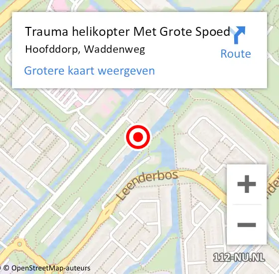 Locatie op kaart van de 112 melding: Trauma helikopter Met Grote Spoed Naar Hoofddorp, Waddenweg op 19 september 2022 15:14