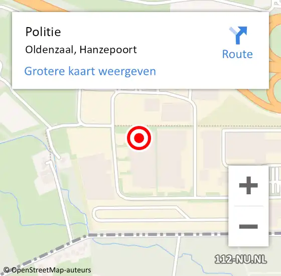 Locatie op kaart van de 112 melding: Politie Oldenzaal, Hanzepoort op 19 september 2022 15:16